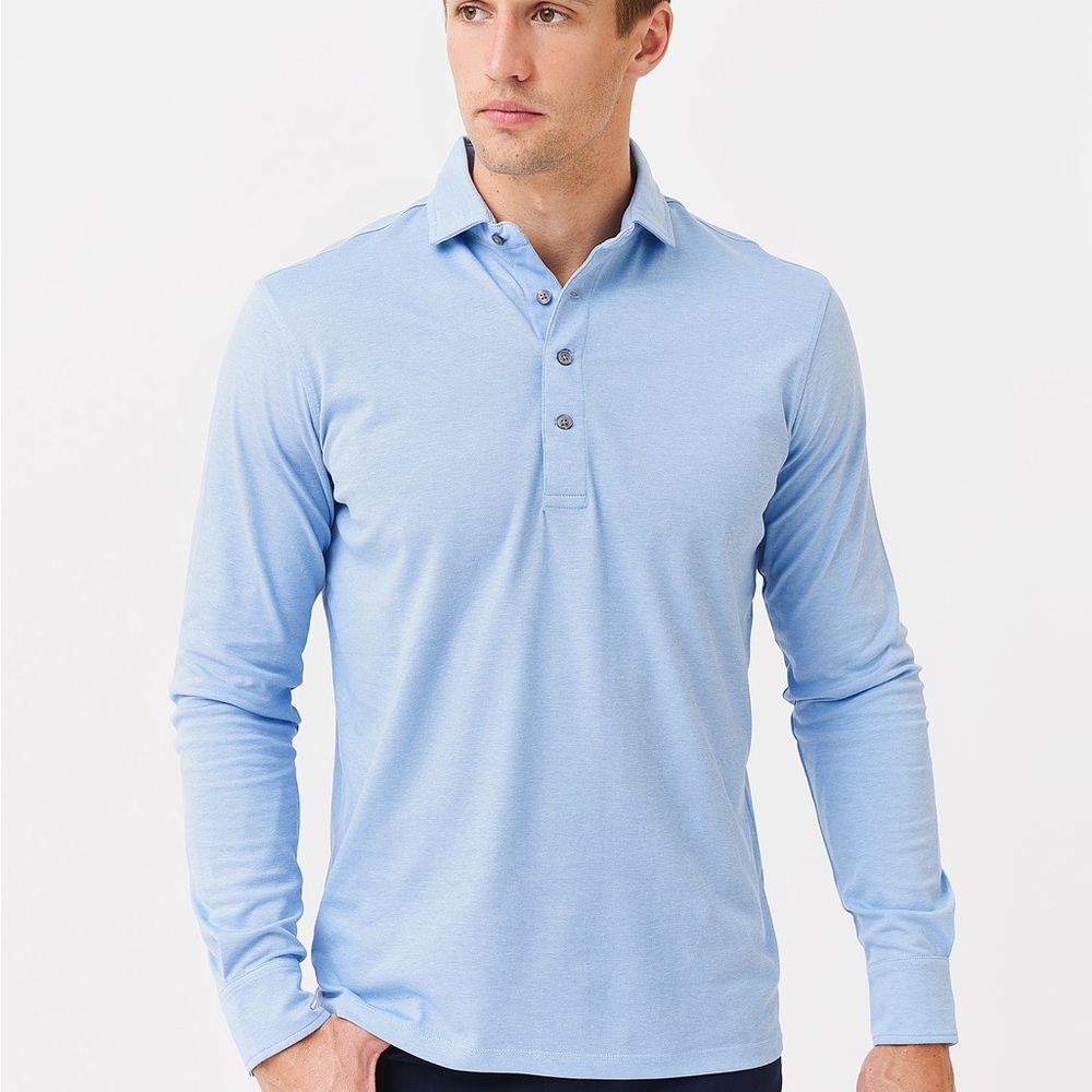 Greyson Men's Omaha Long Sleeve Polo Shirt (Greenish Blue)